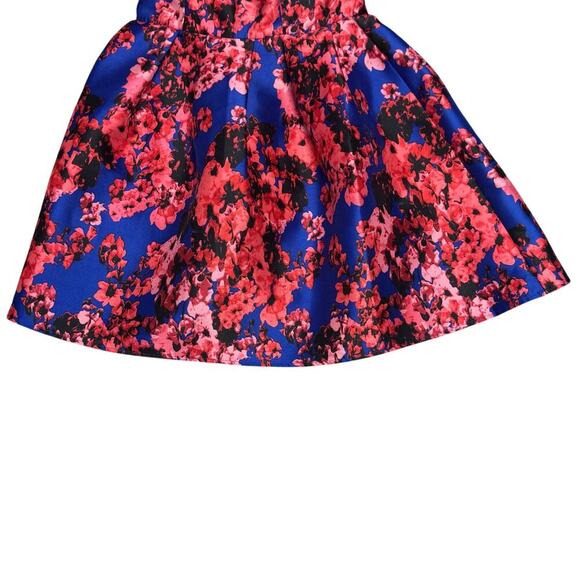 New B. Darlin Strapless Sweetheart Red Blue Floral Print Mini Dress Juniors 5/6 - Picture 5 of 10